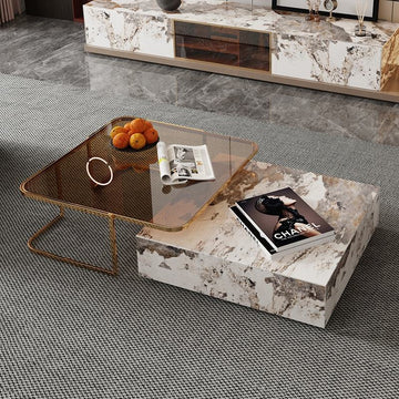 Rectangular Coffee Table Combination with 2 Drawers